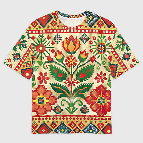 Женская футболка оверсайз Славянский узор и орнамент / 3D-принт – фото 1