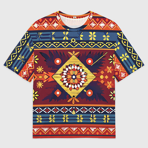Женская футболка оверсайз Стиль советского ковра узоры и орнамент / 3D-принт – фото 1
