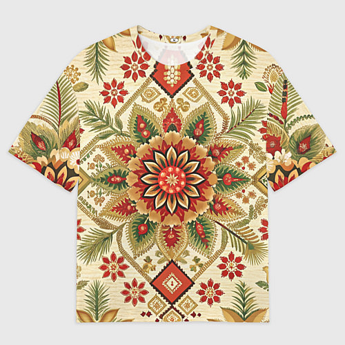 Женская футболка оверсайз Стиль советского ковра узоры и орнамент / 3D-принт – фото 1