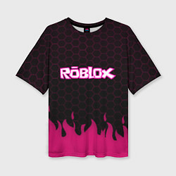 Женская футболка оверсайз Roblox fire pink