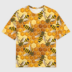 Женская футболка оверсайз Пчелиный цветной паттерн