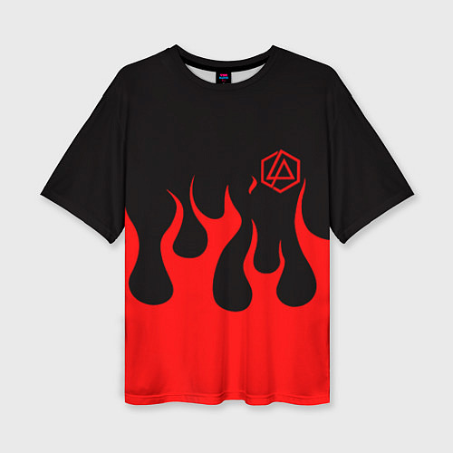 Женская футболка оверсайз Linkin park logo fire / 3D-принт – фото 1