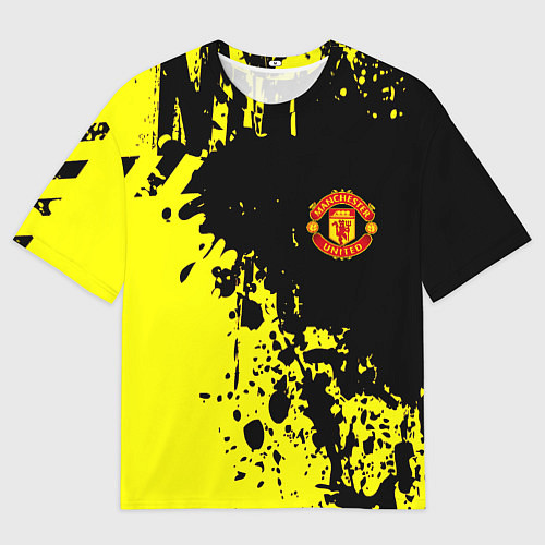 Женская футболка оверсайз Манчестер Юнайтед краски / 3D-принт – фото 1