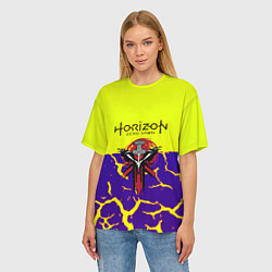 Футболка оверсайз женская Horizon zero dawn разломы, цвет: 3D-принт — фото 2