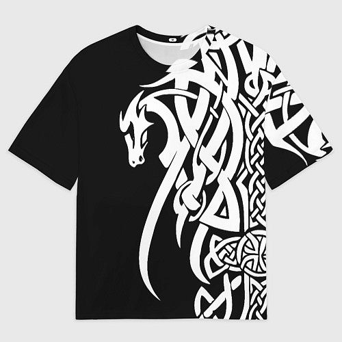 Женская футболка оверсайз Языческий кельтский орнамент тату / 3D-принт – фото 1