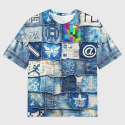 Футболка оверсайз женская Пэчворк с игровыми значками, цвет: 3D-принт