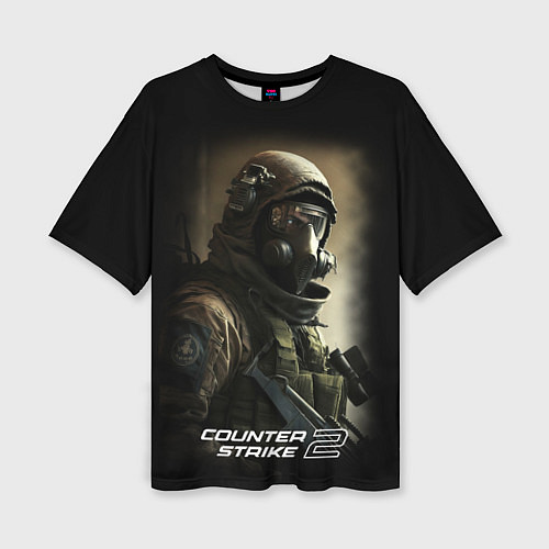 Женская футболка оверсайз Counter strike 2 спецназ / 3D-принт – фото 1