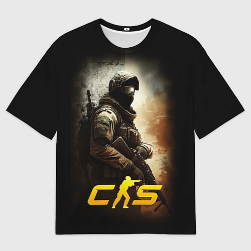 Женская футболка оверсайз CS спецназовец / 3D-принт – фото 1
