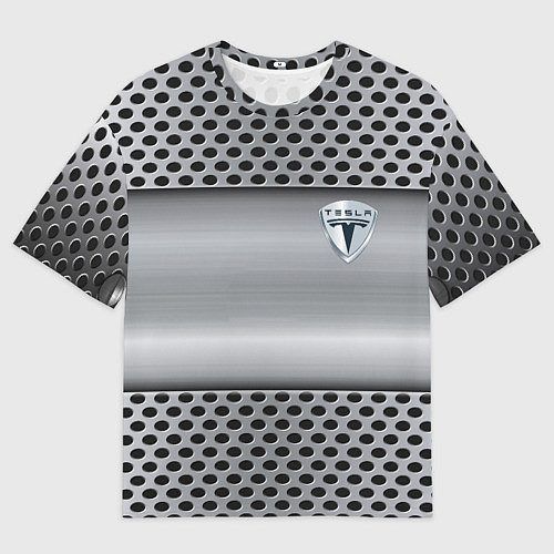 Женская футболка оверсайз Tesla металлическая сетка / 3D-принт – фото 1