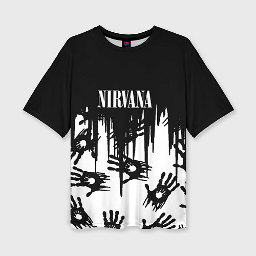 Женская футболка оверсайз Nirvana rok hand / 3D-принт – фото 1