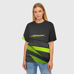 Футболка оверсайз женская Cyberpunk 2077 stripes line, цвет: 3D-принт — фото 2