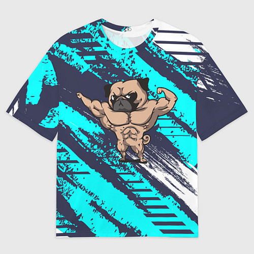 Женская футболка оверсайз Мопс бодибилдер / 3D-принт – фото 1