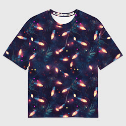 Футболка оверсайз женская Паттерн новогодняя гирлянда, цвет: 3D-принт