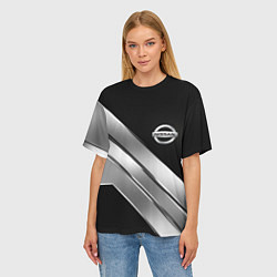 Футболка оверсайз женская Nissan metal steel auto, цвет: 3D-принт — фото 2