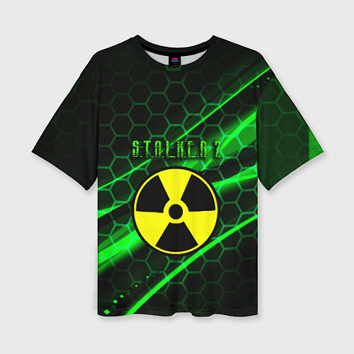Женская футболка оверсайз S T A L K E R 2 кислотный стиль / 3D-принт – фото 1
