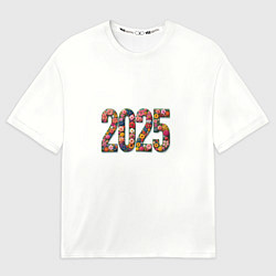 Футболка оверсайз женская Цифры 2025 из разноцветных цветов, цвет: 3D-принт