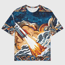 Женская футболка оверсайз Мозаика ракета