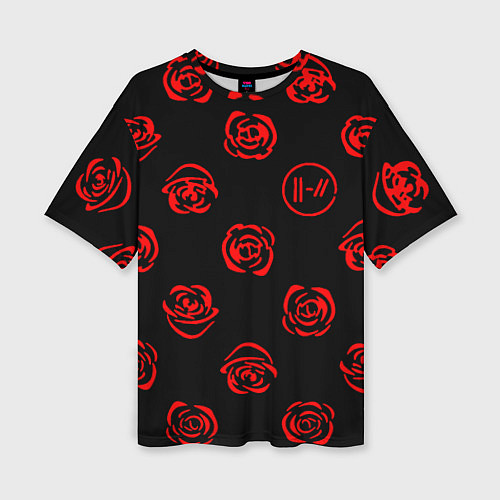 Женская футболка оверсайз Twenty one pilots rose pattern / 3D-принт – фото 1