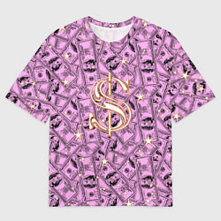 Футболка оверсайз женская Знак доллара - звезды, цвет: 3D-принт