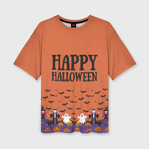 Женская футболка оверсайз Happy Halloween pattern / 3D-принт – фото 1