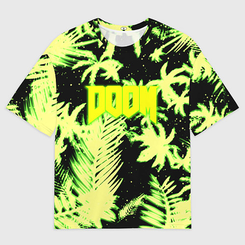 Женская футболка оверсайз Doom тропический стиль кислота / 3D-принт – фото 1