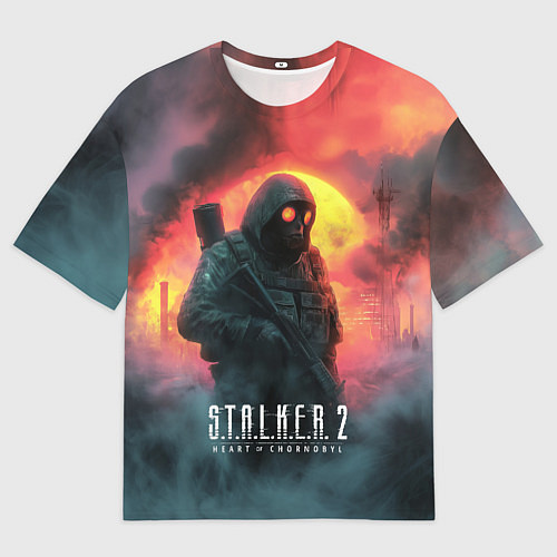 Женская футболка оверсайз Stalker 2 радиоактивный фон / 3D-принт – фото 1