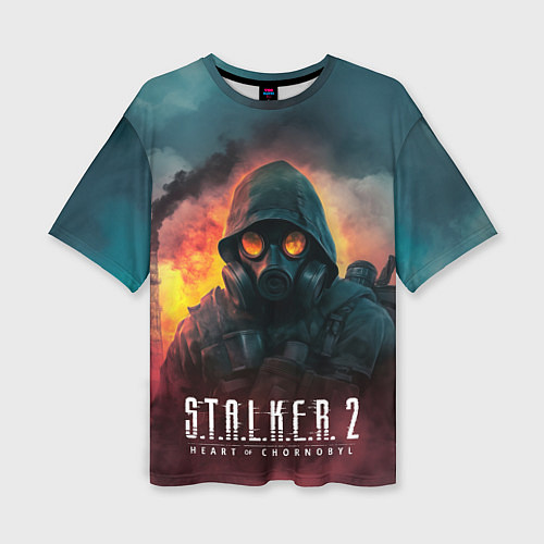 Женская футболка оверсайз Stalker 2 горящий завод / 3D-принт – фото 1
