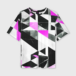 Футболка оверсайз женская Black and pink abstraction on a white background, цвет: 3D-принт