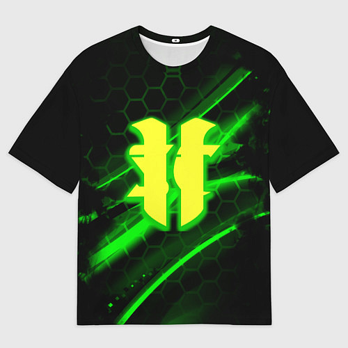 Женская футболка оверсайз Starcraft 2 кислотные соты линии / 3D-принт – фото 1