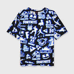 Футболка оверсайз женская Fortnite neon game steel, цвет: 3D-принт