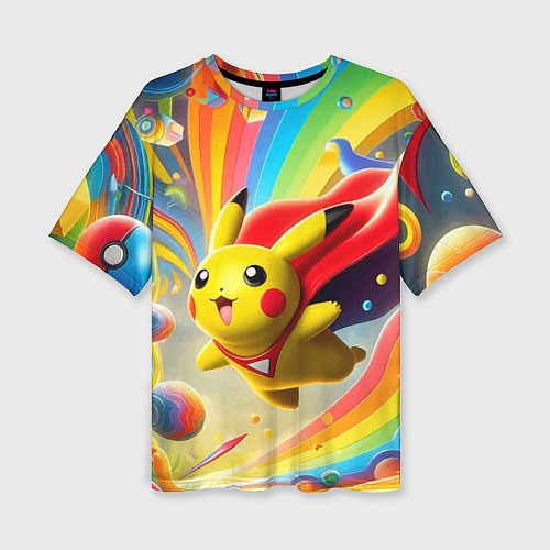 Женская футболка оверсайз Super Pikachu - ai art fantasy / 3D-принт – фото 1