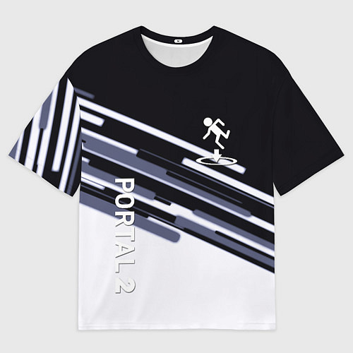 Женская футболка оверсайз Portal line geometry / 3D-принт – фото 1