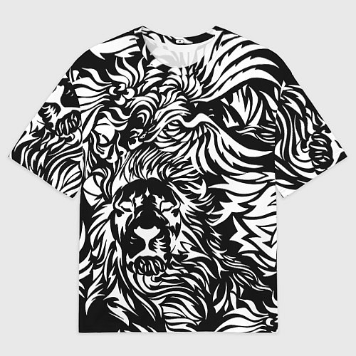 Женская футболка оверсайз Лев и орел в виде узоров / 3D-принт – фото 1