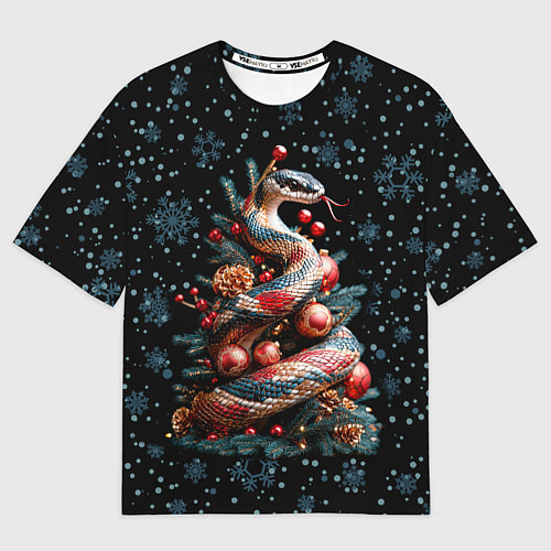 Женская футболка оверсайз Ёлка змея / 3D-принт – фото 1