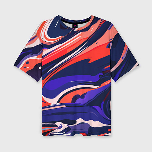 Женская футболка оверсайз Абстракция разводов разноцветная / 3D-принт – фото 1