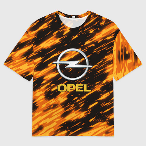 Женская футболка оверсайз Opel штрихи огненные / 3D-принт – фото 1