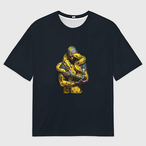 Женская футболка оверсайз Мускулистый парень со змеей символ 2025 / 3D-принт – фото 1