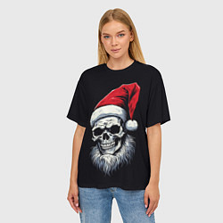 Футболка оверсайз женская Santa skull, цвет: 3D-принт — фото 2