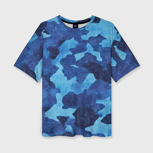 Женская футболка оверсайз Синий камуфляж / 3D-принт – фото 1