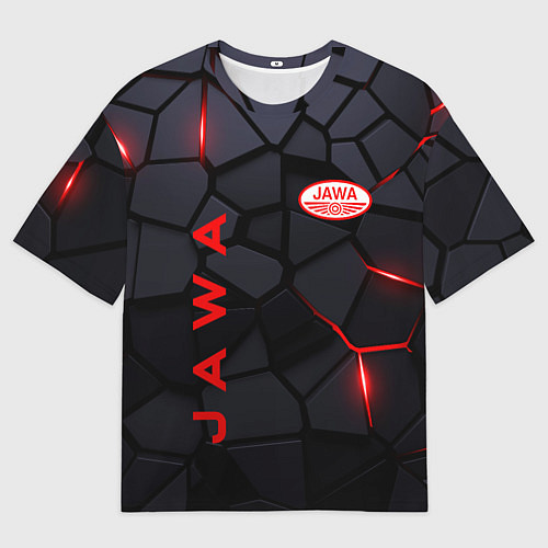 Женская футболка оверсайз Jawa - плиты с эффектом свечения / 3D-принт – фото 1