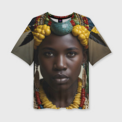 Женская футболка оверсайз Африканец искусство