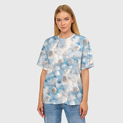 Футболка оверсайз женская Мороз и солнце - еловые шишки, цвет: 3D-принт — фото 2