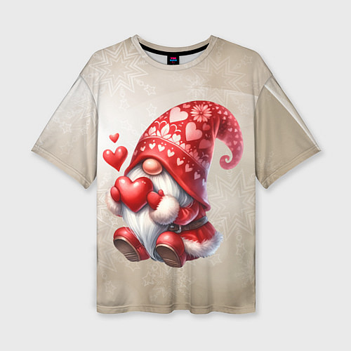 Женская футболка оверсайз Новогодний гномик / 3D-принт – фото 1