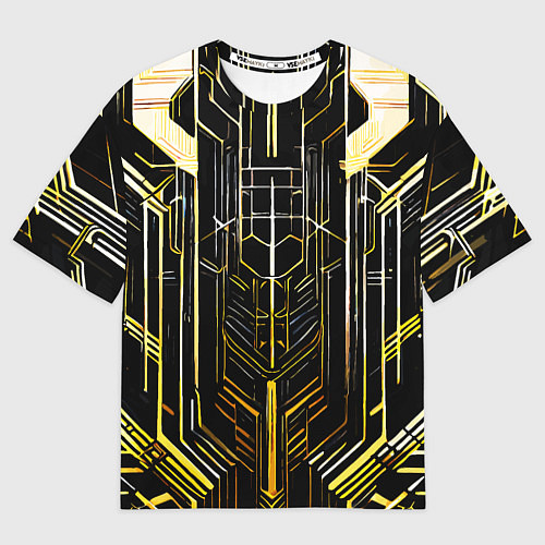 Женская футболка оверсайз Gold lines on a black background / 3D-принт – фото 1