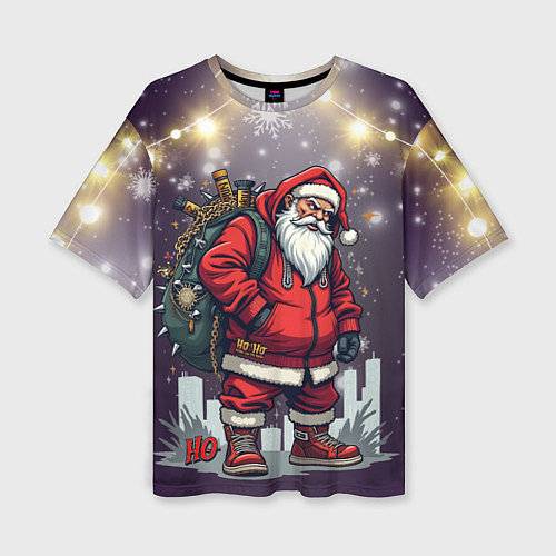 Женская футболка оверсайз Санта с мешком / 3D-принт – фото 1