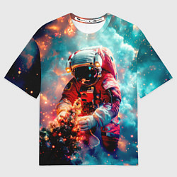 Футболка оверсайз женская Космонавт с ёлкой в космосе, цвет: 3D-принт