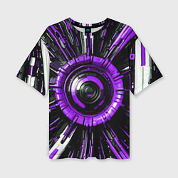 Футболка оверсайз женская Чёрно-фиолетовая сфера киберпанк, цвет: 3D-принт