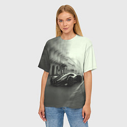 Футболка оверсайз женская Спорткар в серых тонах, цвет: 3D-принт — фото 2