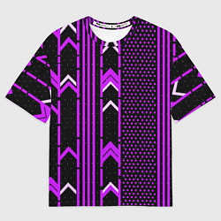 Футболка оверсайз женская Фиолетовые обои на чёрном фоне, цвет: 3D-принт