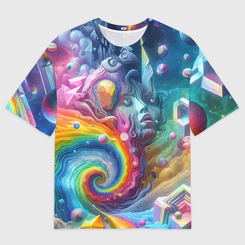 Женская футболка оверсайз Абстрактное граффити с лицом девушки / 3D-принт – фото 1